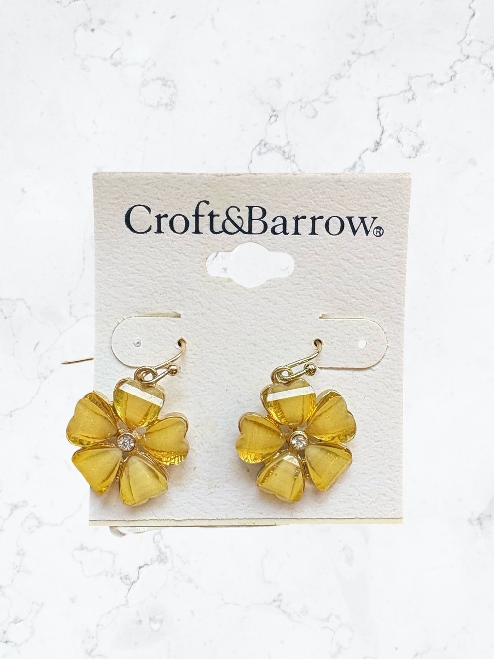 croft & barrow Gold-Tone Yellow Flower Drop Earrings